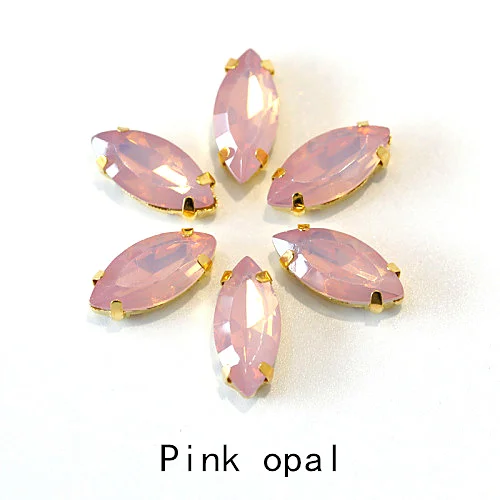 Pink Opal 7x15 мм 20 шт конский глаз опал Смола пришить стразы с коготь стразы пришить на коготь стразы для шитья из стразов для одежды B3466 - Цвет: Pink Opal