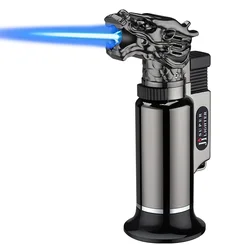 New Metal Dragon Head Cigar Lighter 1300C Powerful Windproof Blue Flame Gas Butane Spray Gun Outdoor BBQ Kitchen Torch Lighter