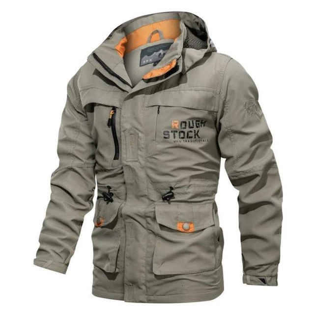 Ветрозащитная Водонепроницаемая зимняя одежда для рыбалки с несколькими карманами, длинная куртка, куртка-бомбер, военная тактическая куртка-карго, пальто-пилот, ветровки - Цвет: Khaki