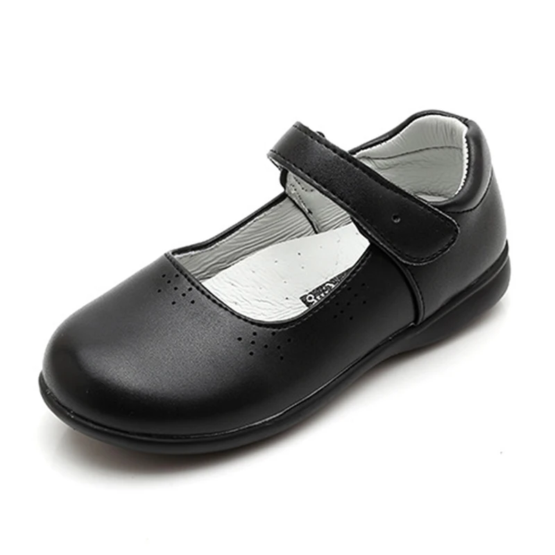 Girls Black School Shoes Faux Leather Slip On Dress Formal Wedding UK Sizes 4-5 