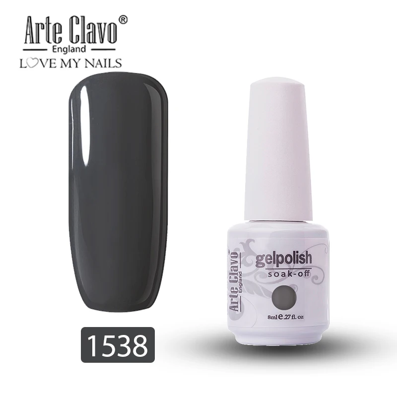 1538 Arte Clavo Гель-лак, верхнее основание, 8 мл, красный цвет, набор гель-лаков, светодиодный лак для ногтей, гель-краска для ногтей, дизайн для ногтей, гель для ногтей с блестками - Цвет: 1538