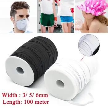 

White Black Elastic Bands Elastic Rope 3/5/6 mm Elastic Strings For Clothes Garment Sewing Accessories 109 Yards