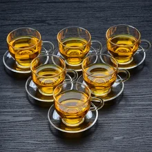 Прозрачное стекло маленькая чашка жаростойкое стекло дегустация чайная чашка с блюдцем стеклянная посуда вина Коктейльная чашка