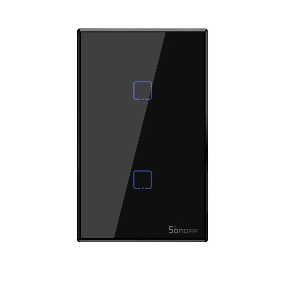 Интеллектуальный выключатель света SONOFF T3 Smart Wi-Fi настенный светильник нам переключатель черный 120 Тип на границах 1/2/3 433 RF/приложение/сенсорный экран Управление работает для Google Home - Комплект: US 2 Gang