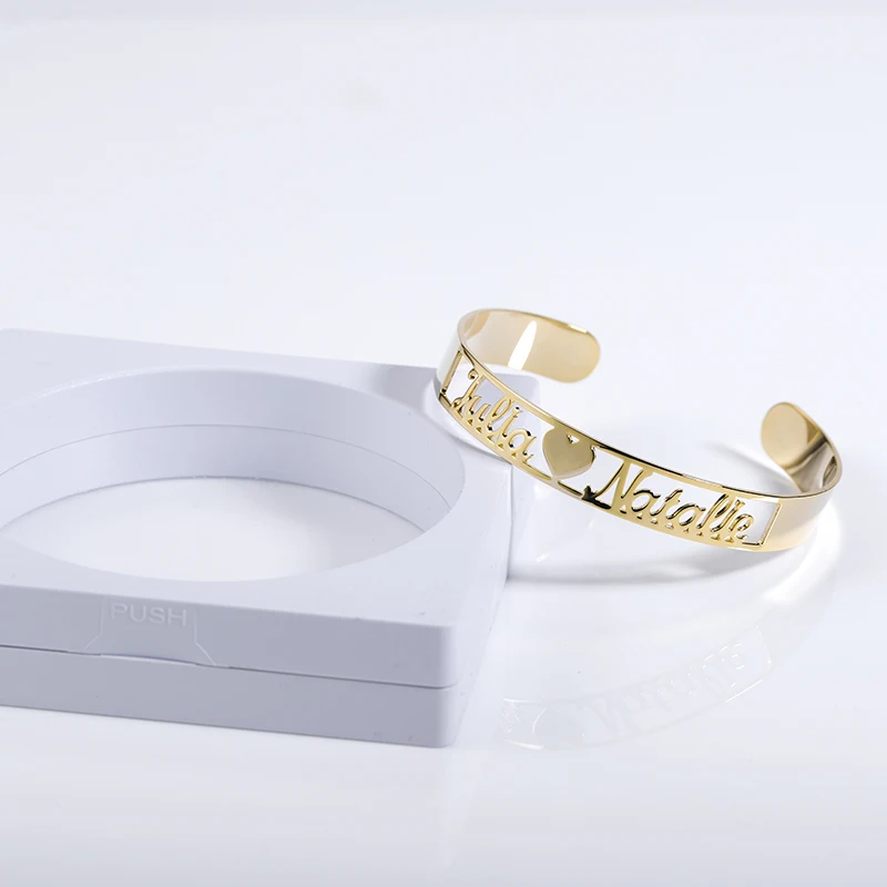 Cutomized Золотое имя браслет Высокое качество Нержавеющая Сталь персонализированные ID табличка браслеты и браслет отрегулировать