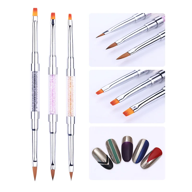 

1 Pc Professional Dual-ended UV Nail Painting Brush Pen Nail Art Extension Rhinestone Handle UV Gel Brushes Nail Design Tool