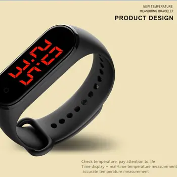 

Universal USB Rechargeable Smart Bracelet Body Temperature Measurement Smartband with 24 Hours Time Display Smart Watch