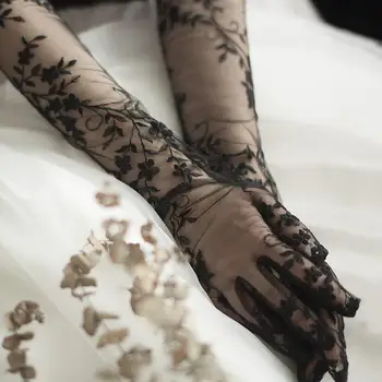 

Long Bridal Gloves Black Lace Wristband Wedding Glove For Women Girl Party Evening Dress Jewelry Bride Accessories