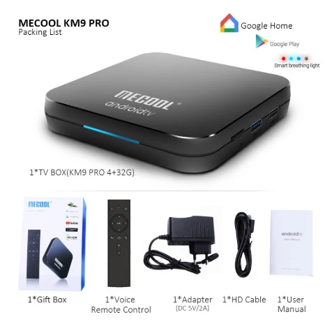 MECOOL KM9 PRO Android 9,0 ТВ приставка Amlogic S905X2 4G DDR4 32G rom 4K Google сертифицированная Android 9 A ТВ Смарт ТВ приставка Голосовое управление