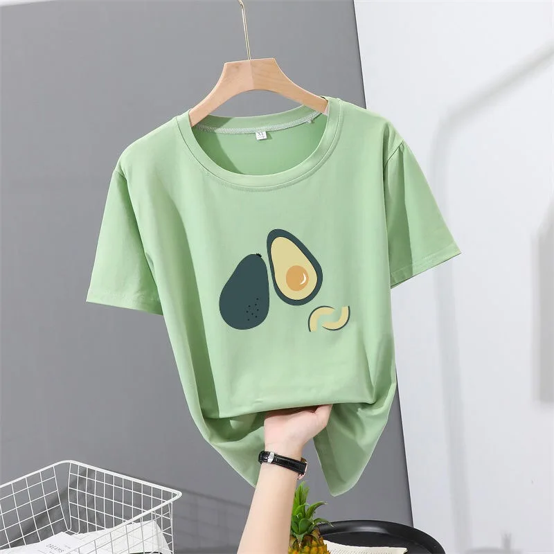 

Plus Size 3XL Women T-shirt Cartoon Avocado Pattern Print Funny T-Shirt Women O-Neck Short Sleeve Casual Cute Tshirt Tops