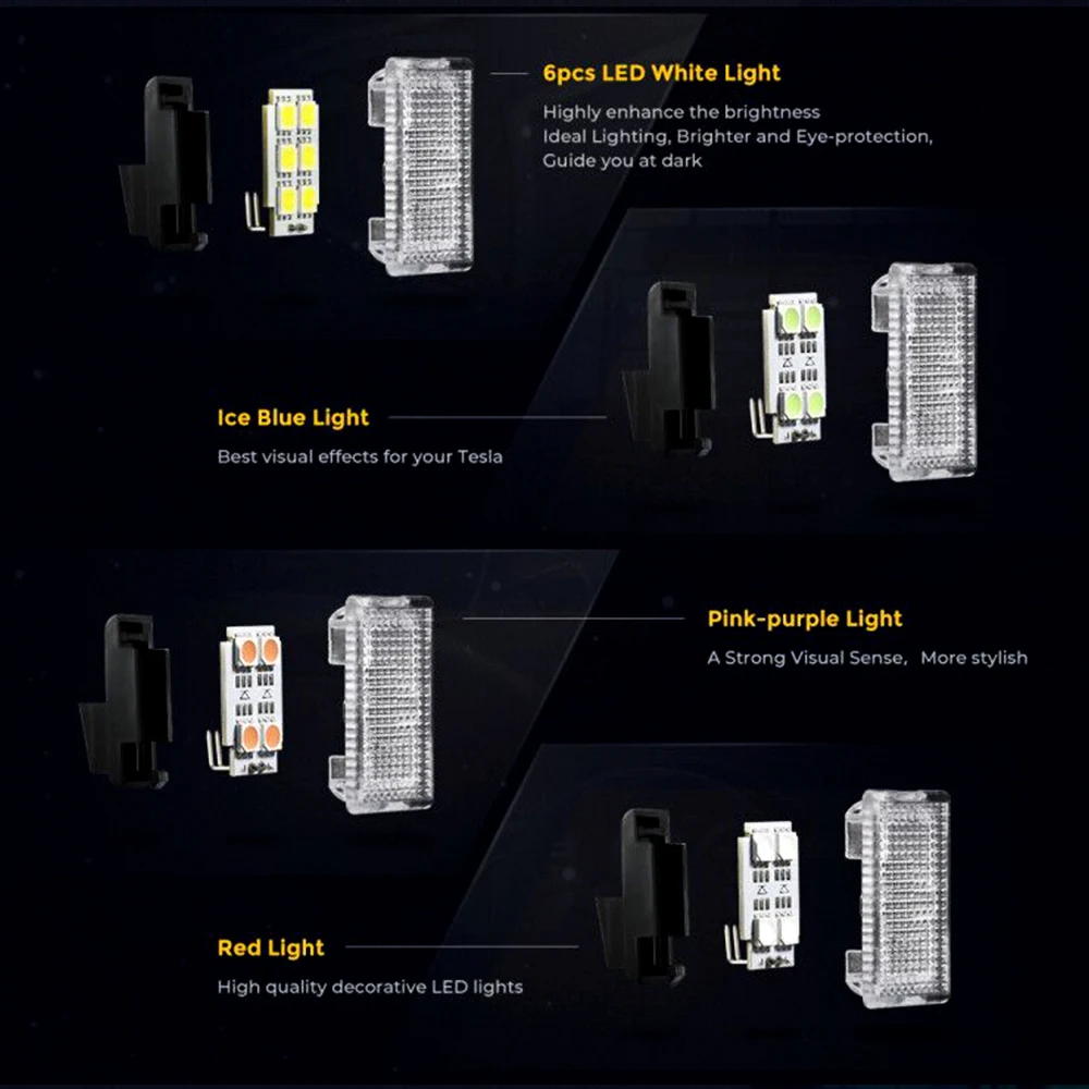 4pcs LED Light Car Interior Light For Tesla Model 3 Model S Model X Ultra Bright Trunk Lamps Replacement Car Door Lamp Easy Plug 4pcs LED Light Car Interior Light For Tesla Model 3 Model S Model X Ultra Bright Trunk Lamps Replacement Car Door Lamp Easy Plug