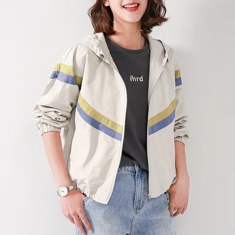 

Early Autumn Short Jacket Female Autumn Loose-Fit Hooded Tops 2019 Spring And Autumn New Style Korean-style Casual Large Size Ja