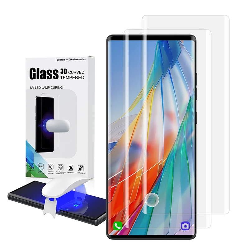 Feitenn Screen Protector with Fingerprint Unlock for LG Wing UV Glass Film Full Cover Curved Liquid Glue Tempered Glass