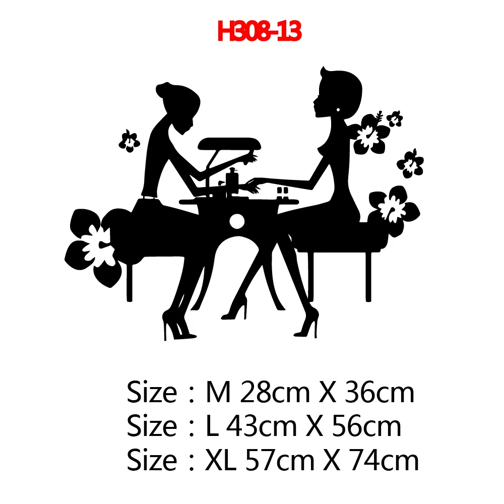 Салон красоты ногтей салонный винил для волос настенный стикер декор для салонного магазина украшения съемные водонепроницаемые настенные художественные наклейки обои - Color: H308-13