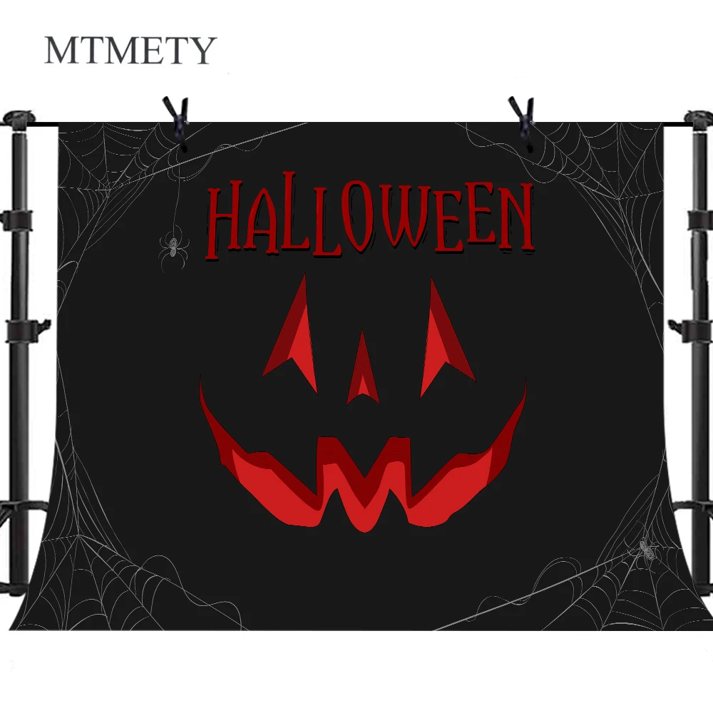 

MTMETY Photography Backdrops Happy Halloween Vinyl Pumpkin Black Background for Photo Studio Portrait Background Wallpaper