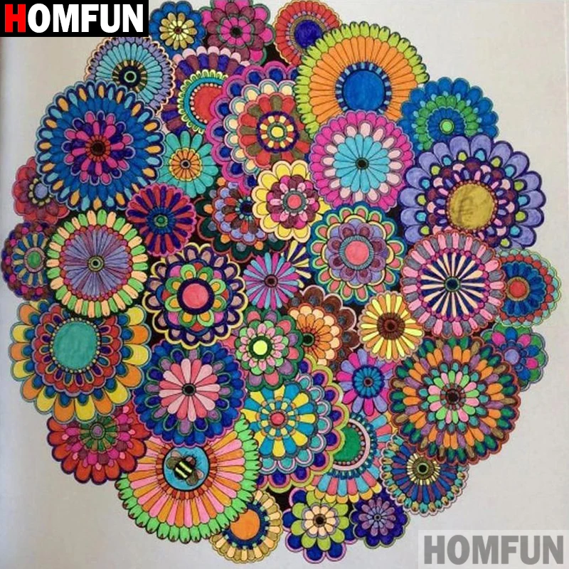 HOMFUN Color mandala Diamond Painting 5D Full Square/Round Drill Home Decor DIY Diamond Embroidery Cross Stitch A27129
