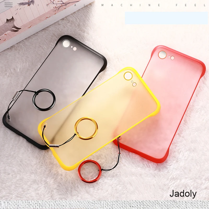 Frameless Transparent Matte Hard Case For Iphone 6 6S 7 8 Plus X XR Xs Max Case Iphone 6 6S 7 8 Plus X Xs Max With Ring Lanyard