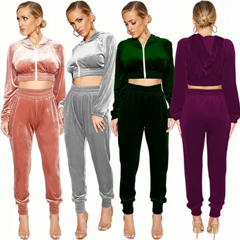 

Women Hoodies Pant Clothing Set Casual 2 Piece Set Warm Clothes Solid Tracksuit Women Set Top Pants F92