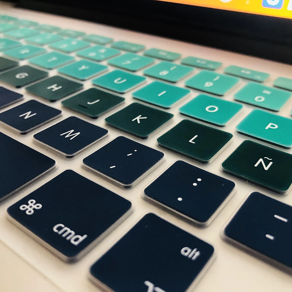 Испанский цветной чехол для клавиатуры ноутбука протектор для Macbook Pro13 A2159 Сенсорная панель A1706/A1466 A1707/A1990/A1398/A1534/A1932 EU-Key