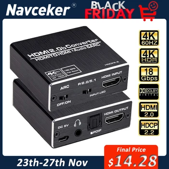 

2020 18Gbps HDMI 2.0 Audio Extractor 4K 60Hz HDMI to RCA L/R Adapter HDR HDMI Audio Converter 4K HDMI to Optical TOSLINK SPDIF