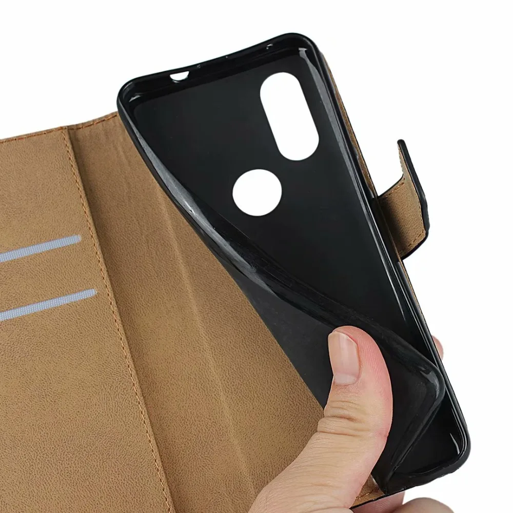 Чехол для Motorola One Action Book с подставкой и защитой для карт из натуральной кожи, чехол для телефона