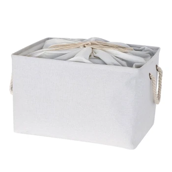 

Folding Storage Basket Linen Storage Box Drawstring Organizer Cloth Toy Holder 53CB