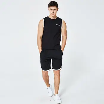 

EU SIZE Outfits Sports Running Suit Football Shorts Kits Sets Sportswear Sleeveless 2 Piece Men Fit Training Soccer Jersey