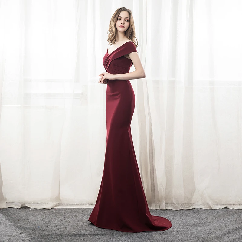 Бордовые платья без бретелек с открытыми плечами Vestidos De Norche с открытой спиной, плиссированные длинные платья русалки для выпускного вечера Robe De Soiree вечерние платья