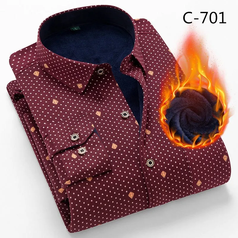 Зимняя рубашка размера плюс 8XL из плотного бархата мужская повседневная