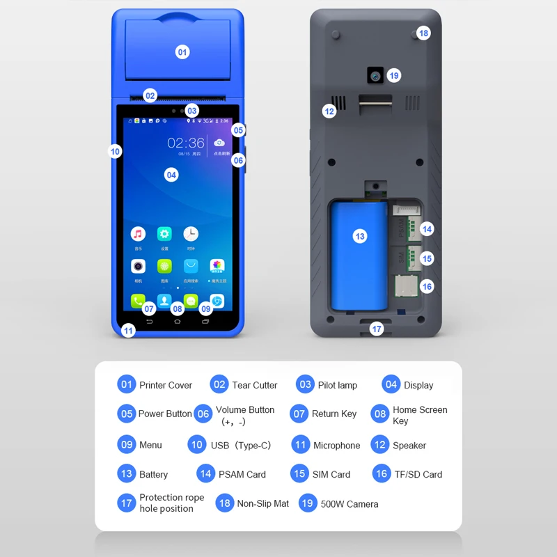 Сканер штрих кодов RADALL Android 8 3G Wi Fi беспроводной Bluetooth принтер чеков портативный