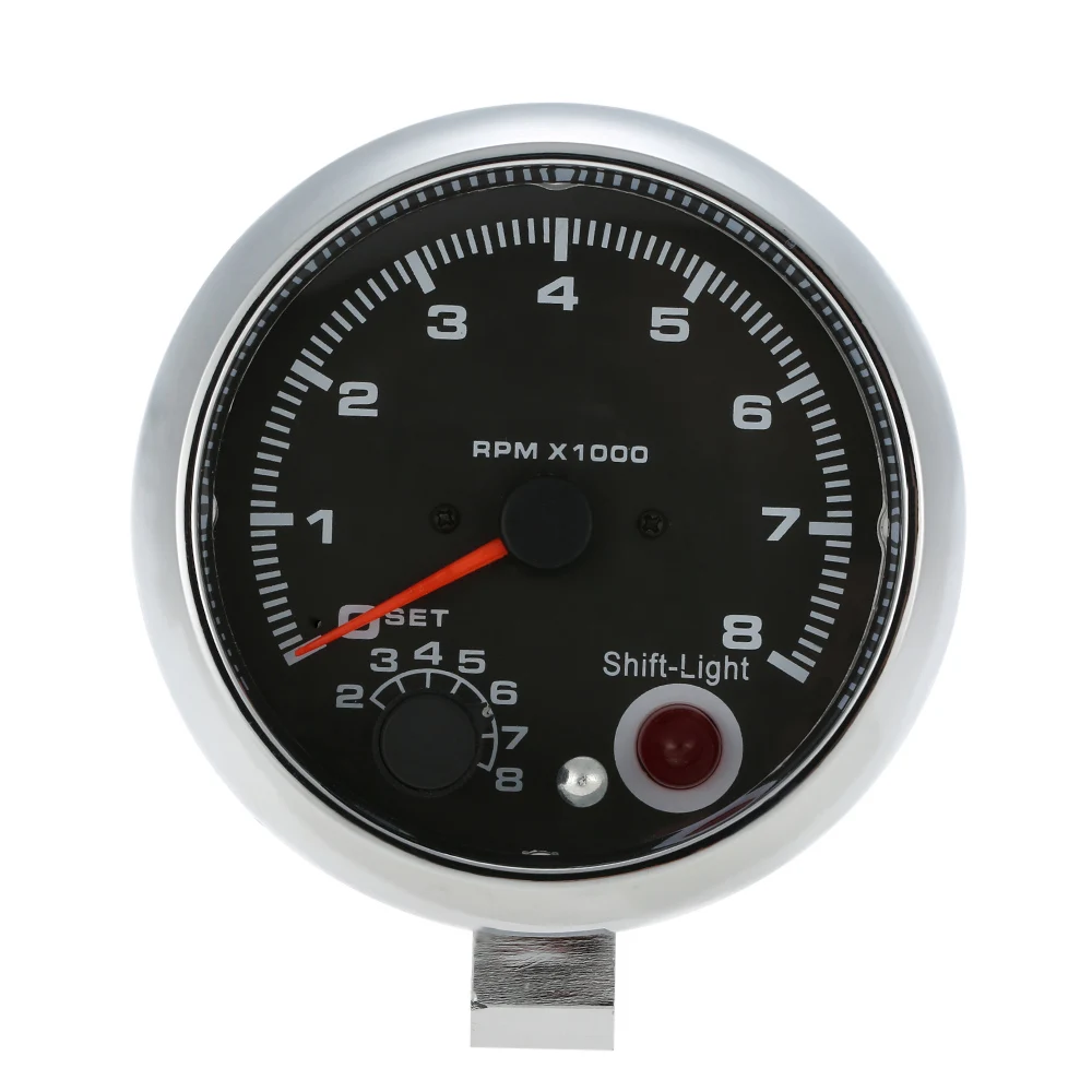 12V Car 3.75" Tachometer Tacho Gauge with 7 LED Colors Shift Light 0-8000 RPM