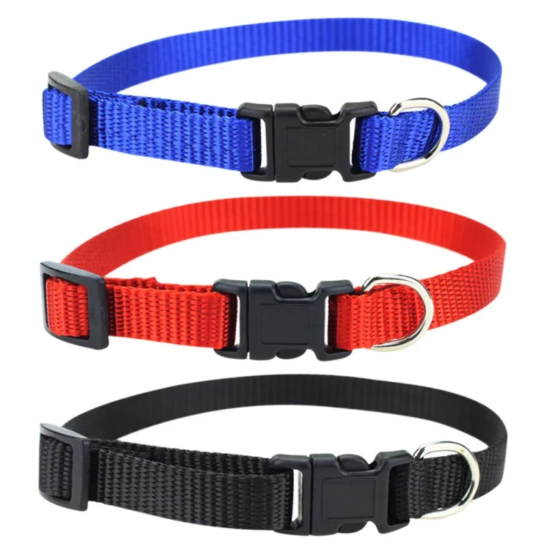 ##BUY Reflective Nylon Dog Solid color Collar Adjustable Pet Collars For Medium Large Dogs Pitbull German Shepherd Pet Product
