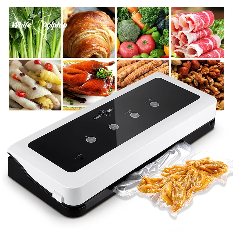 

White Dolphin Food Vacuum Sealer Packaging Machine For Kitchen 220V 110V Including 10pcs Food Saver Bags Vacuum Food Sealing