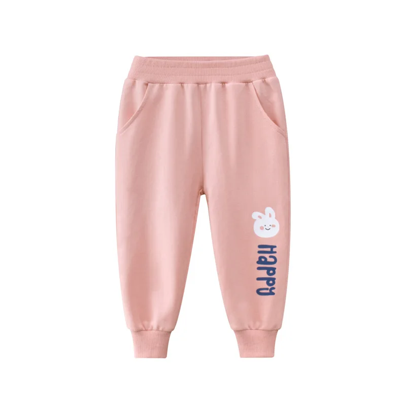Spring Autumn Cotton Girls Trousers Rabbit Cartoon Kids Sport Long Pants HK508