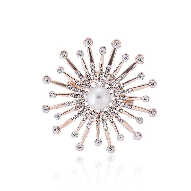 TDQUEEN Women Large Crystal Flower Brooches Round Pearl Rhinestone Flower Wedding Brooch Pins Fashion Jewelry Accessories (3)