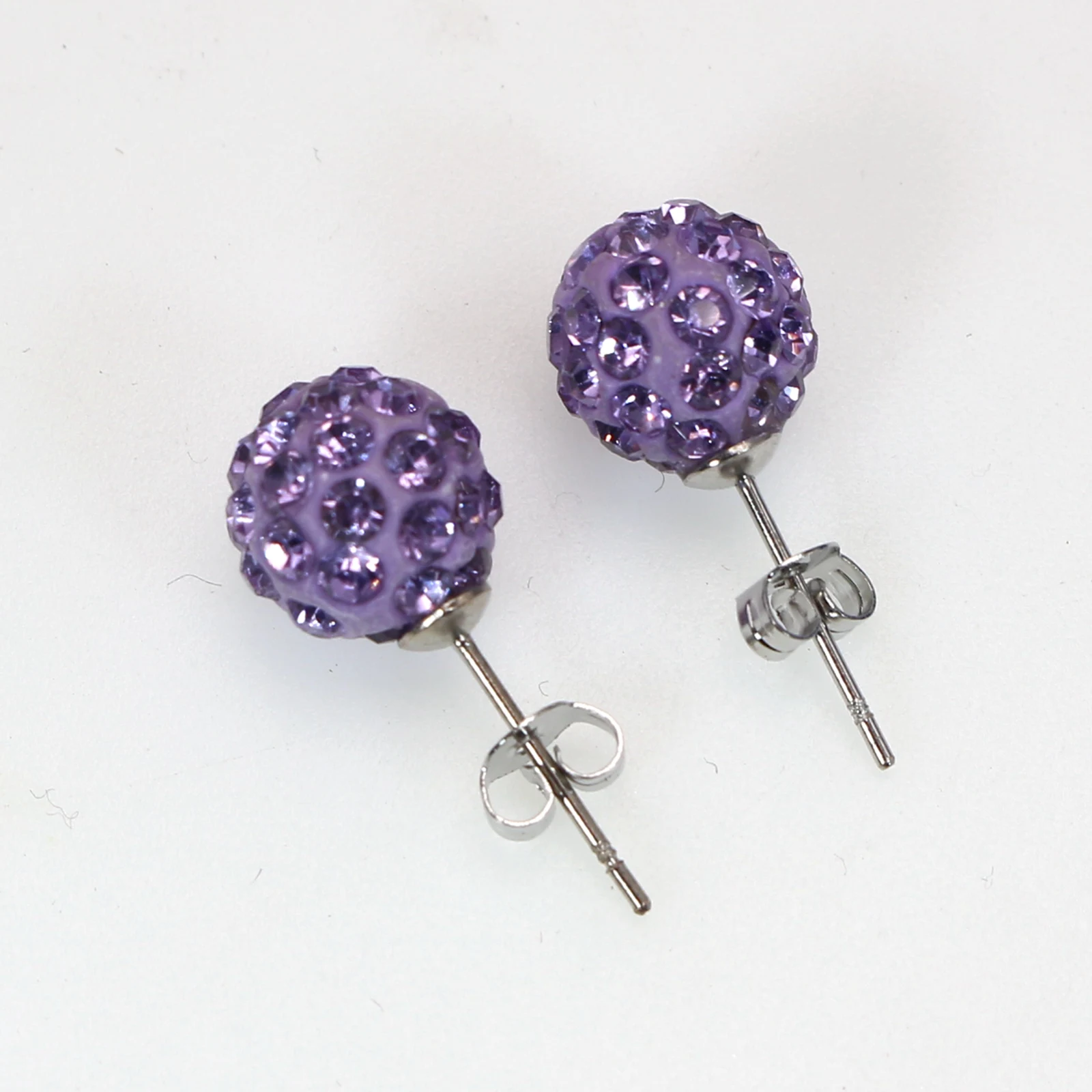 10 Pairs Sparkle Clay Rhinestone Ear Stud 10mm Crystal Pave Disco Ball Earrings