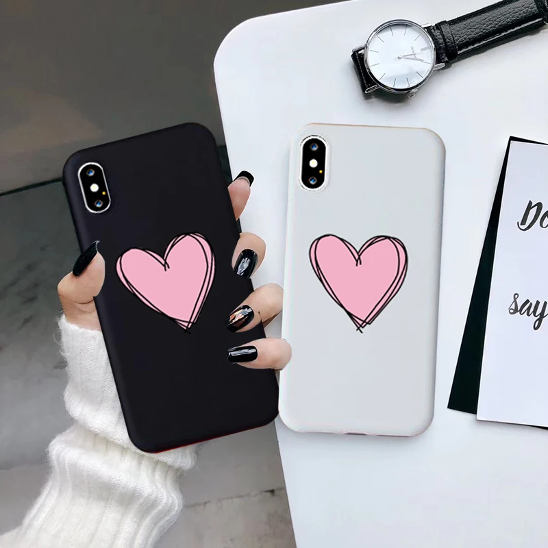 Милый розовый чехол JAMULAR с сердечками для iPhone X 11 Pro 12 XR XS MAX 7 8 6Plus черный белый