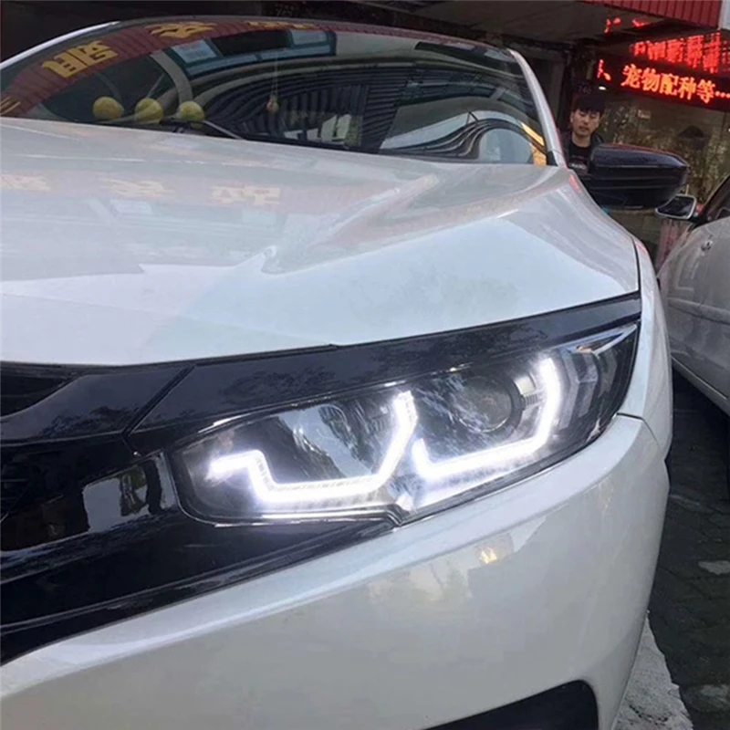 Динамический сигнал поворота светодиодный налобный фонарь автомобильный Стайлинг для Civic светодиодные фары drl Объектив двойной луч HID комплект ксеноновый светодиодный drl
