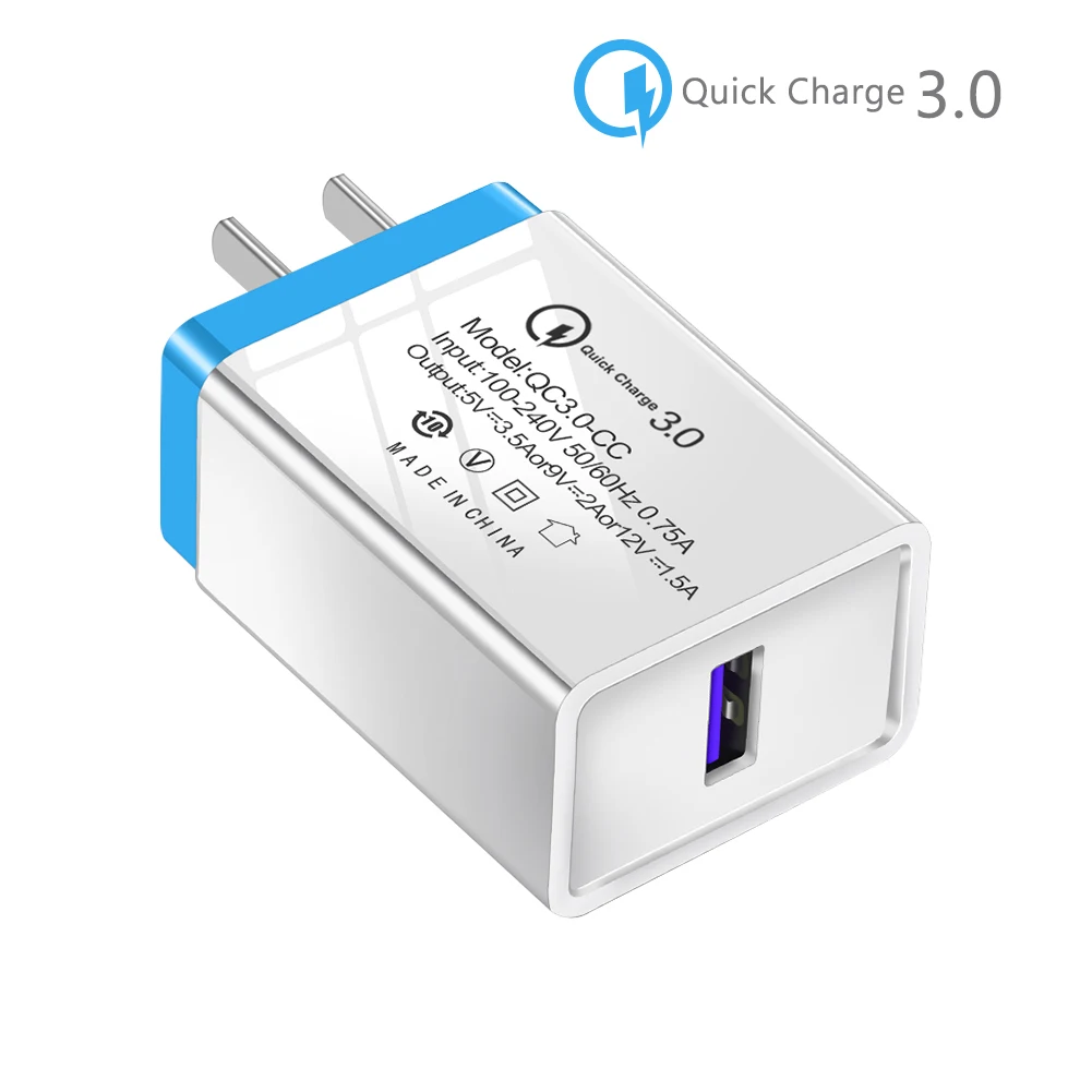 Sky blue Быстрая зарядка 3,0 USB настенное зарядное устройство адаптер питания для samsung S8 Note 8 LG htc Apple iPhone XS Max XR EU/US Plug высокое качество - Цвет: Sky blue