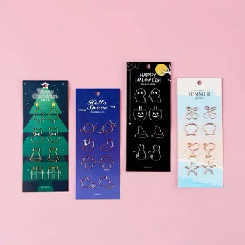 

2PCS Creative song pin cycad time paper clip fixed clothing pin lovely bookmark alien safety metal color