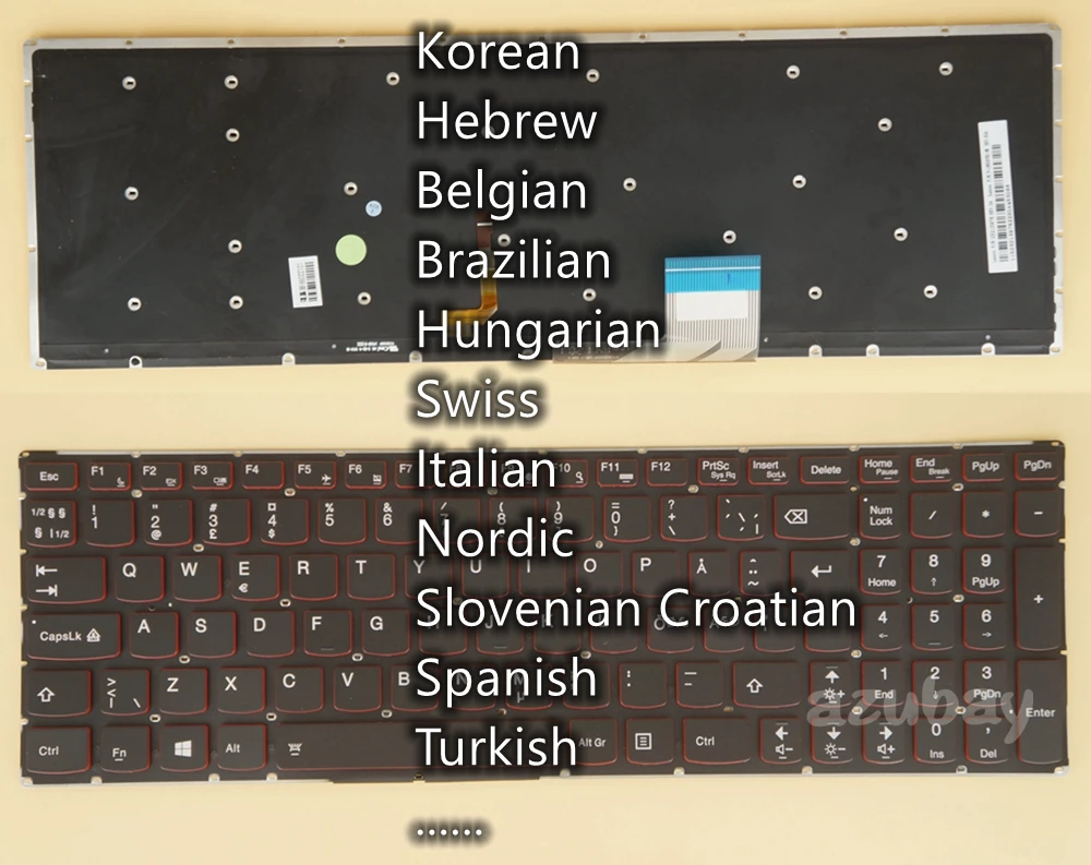 Teclado Nórdico Suíço-iluminação de Fundo Teclado para Lenovo Ideapad Y50