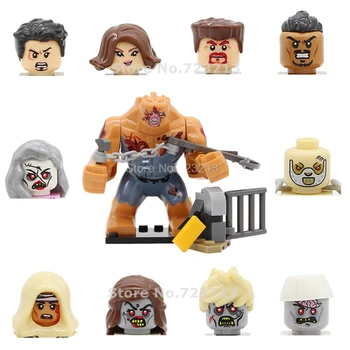 

Single Zombie Army Figure Head Face Alice Walking Dead Ghost TV SWAT Building Blocks Model Kits Bricks Toys