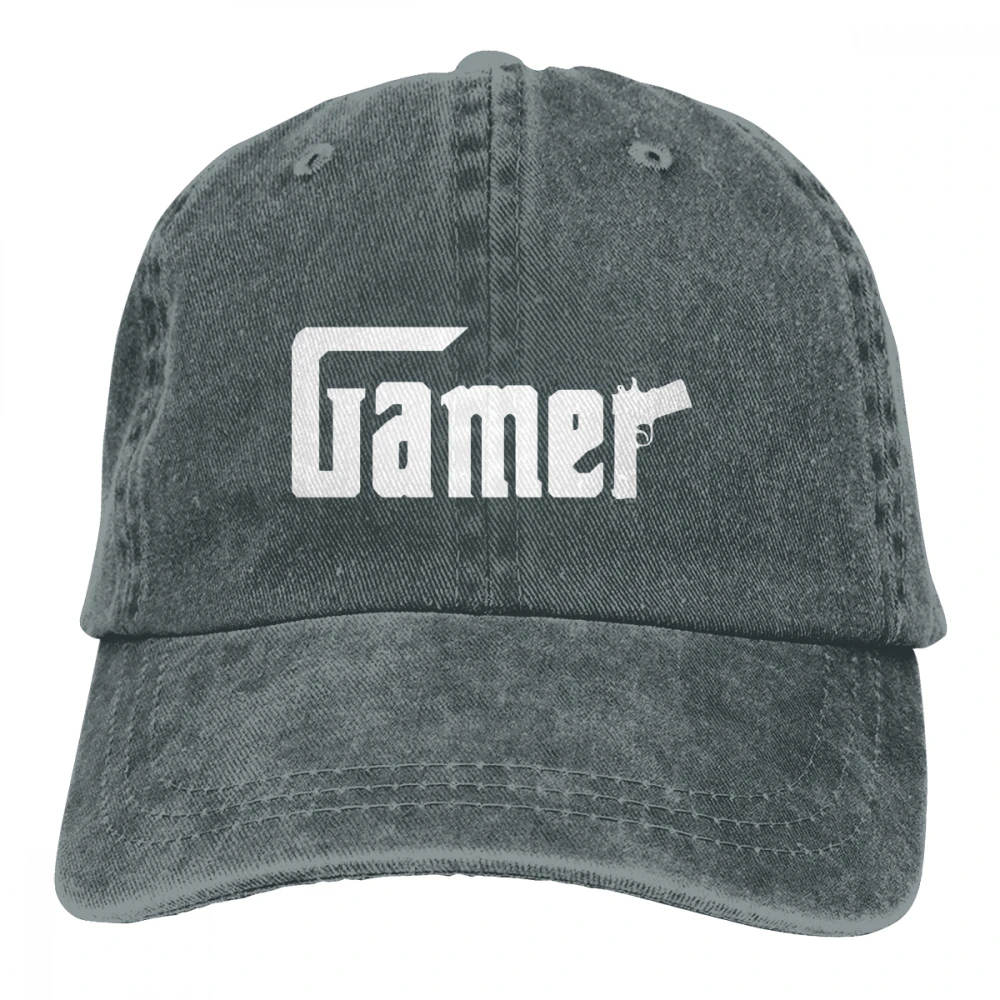 Gamer Casquette темно-синие унисекс Мужские Женские джинсовые бейсболка с ремешком кепки Регулируемая шляпа для гольфа папа