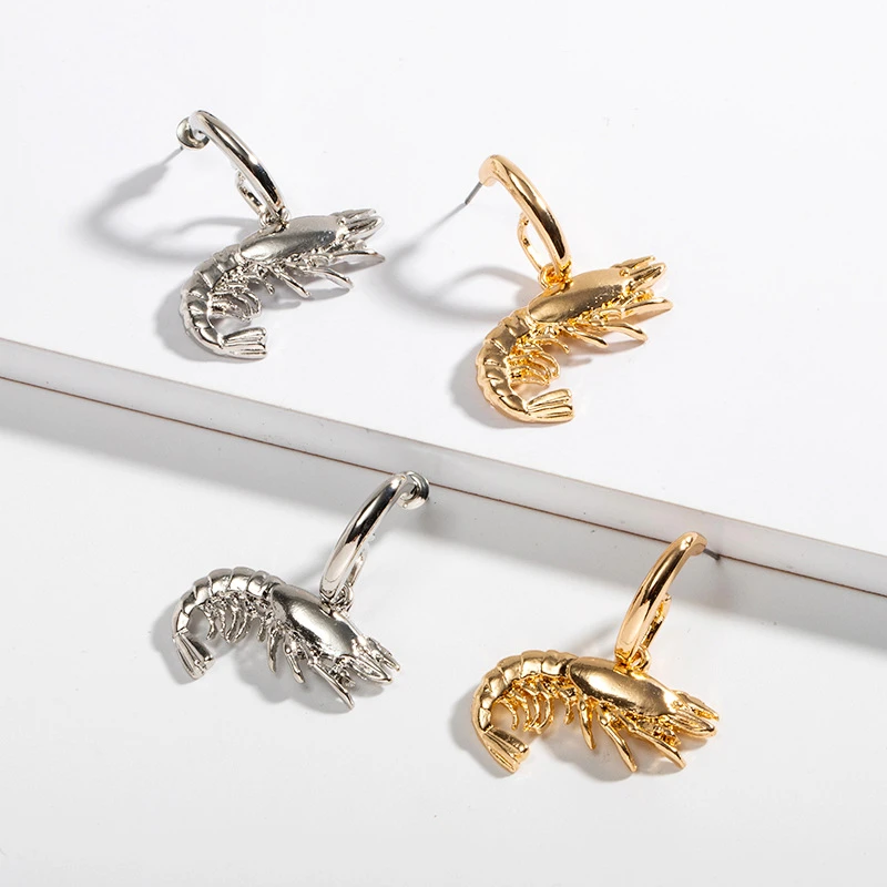 Fashion Creative Design Funny Lobster Animal Earring Gold Silver Color
