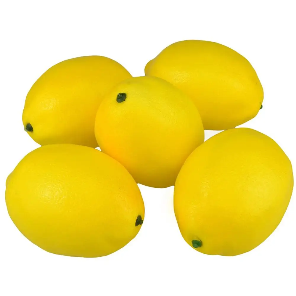 

10PCS Lifelike Artificial Lemon Decorative Plastic Solid Artificial Fruit Cabinet Home House Decor Party Fake Fruit ED