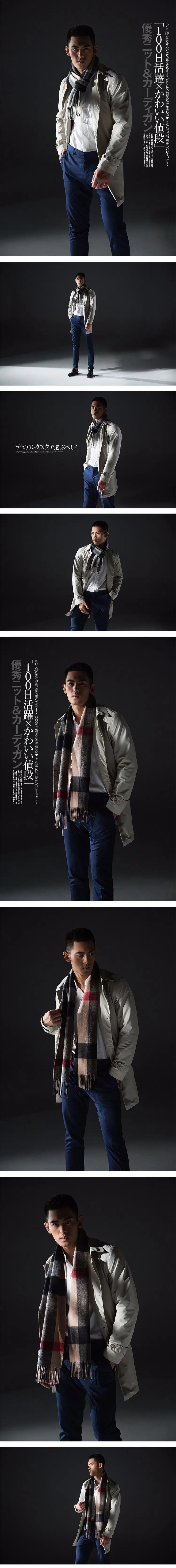 Japanese style wool Casual scarves luxury brand blanket plaid scarf Striped Fashion Classic scarf for men in winter