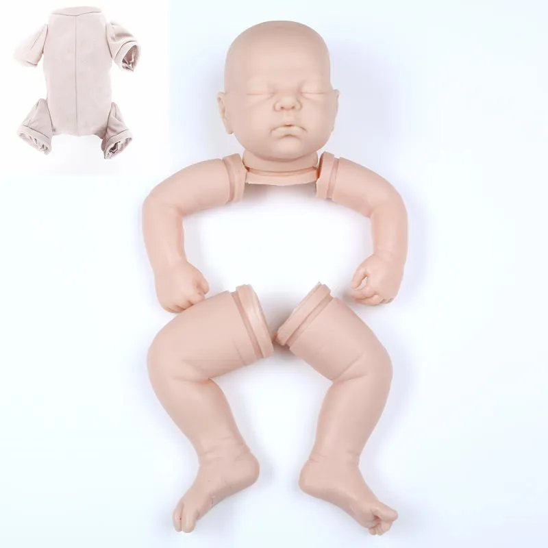 with cloth body Npkколлекция DIY Модель Набор Мягкий Силиконовый Кукла реборн набор форм Одежда для новорожденных "lifelike" закрытые глаза Младенцы Bebe кукла набор плесень аксессуары - Цвет: with cloth body