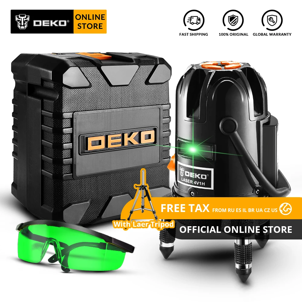Лазерный уровень DEKO LL58G 5 линий 6 точек с треногой самонивелирующийся