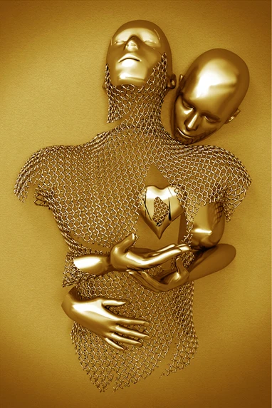 Kissing Metal Figure statue Canvas Painting Pop Abstract Wall Art Modern Posters and Prints For Living room Internal Home Decor PF 6859