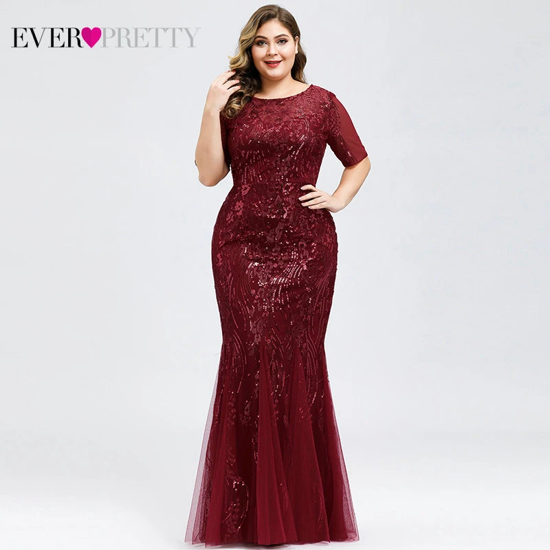 EZ07705BD Вечерние платья с аппликациями Ever Pretty, длинное кружевное платье-русалка большого размера с пайетками, платья разных цветов для вечеринок в стиле Саудовской Аравии, лето-осень - Цвет: EZ07705BD